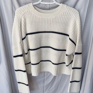 moon & madison Cream and Black Striped Sweater